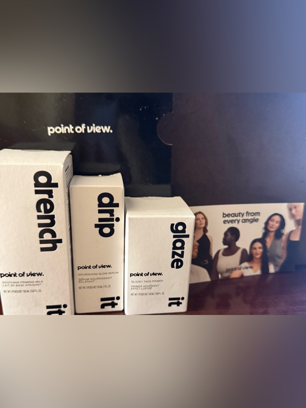 point of view. POV drip, drench & glaze skincare set